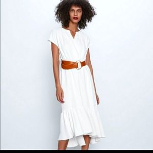 NEW Zara white midi dress with belt